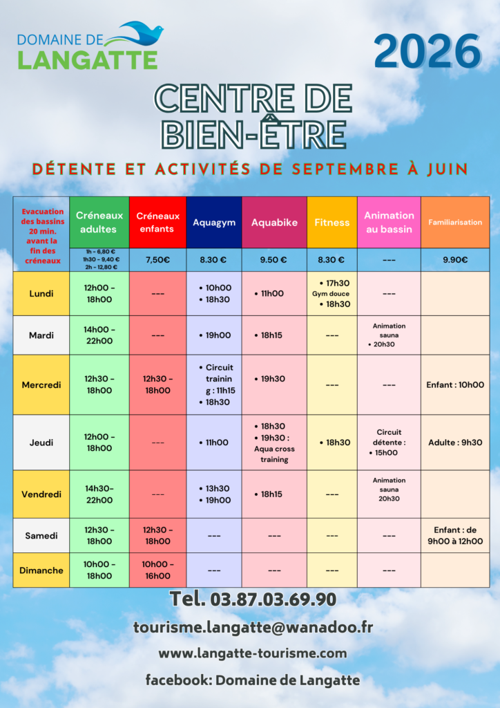 Horaires 2026 Domaine De Langatte